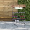 75" Farm Fresh Indoor/Outdoor Metal and Wood Garden Cart Black/Brown - Alpine Corporation: Rustic Display Stand, YHL760 - 2 of 4