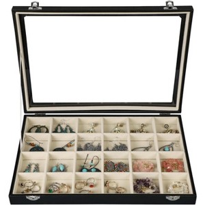 30-Grid Earring Organizer Tray with Clear Lid and Anti-Tarnish Protection - 1 of 4