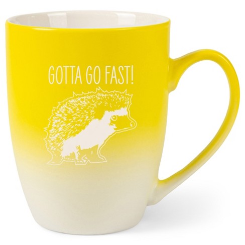 100 North Hedgehog Design 10 Ounce Yellow and White Two Toned Ombre, Comfortably Fits Your Hands, Ceramic Tea Coffee Cup Mug, Gotta Go Fast! - image 1 of 1