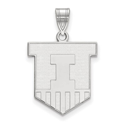 Black Bow Jewelry 14k White Gold Illinois Fighting Illini NCAA Large Pendant