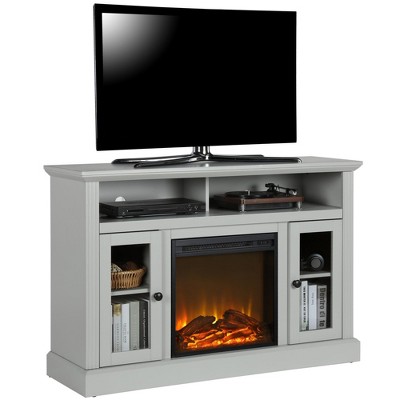 Dove Gray Electric Fireplace TV Console with Cabinet