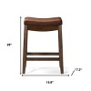 HomeRoots 26" Brown Faux Leather and Solid Wood Backless Counter Height Bar Chair - 3 of 4