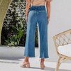 Women's High - Waisted Straight - Leg Single - Row Button Jeans, Casual Fashion Denim Trousers - 2 of 4