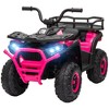 Qaba 12V Kids ATV, Battery Powered 4 Wheeler Quad w/ Spring Suspension Wheels, Rear Storage Basket, Lights, Music, Pink - 4 of 4