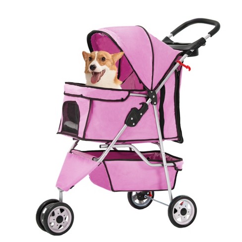 Fdw 3 Wheels Pet Stroller Dog Cat Cage Jogger Stroller For Medium Small Dogs Cats Travel Folding Carrier Waterproof Puppy Stroller pink Target