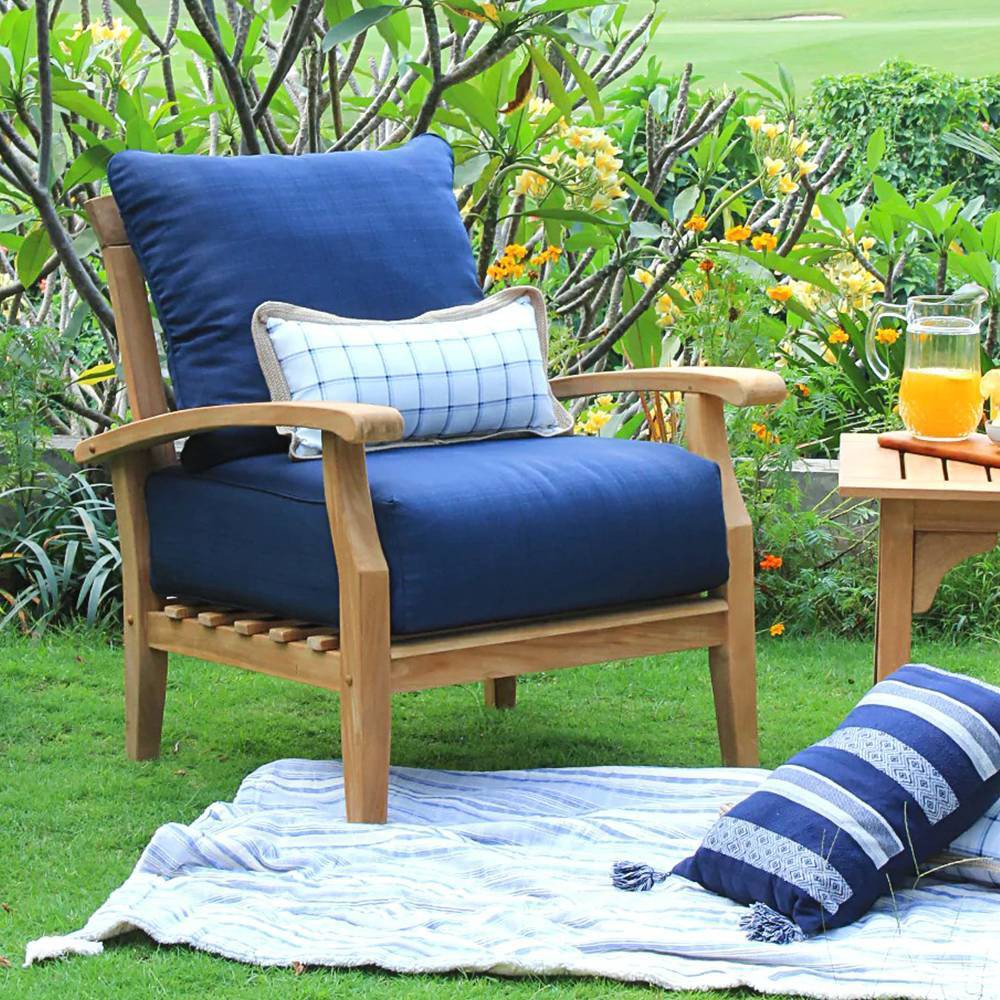 Photos - Garden Furniture Cambridge Casual Caterina Teak Outdoor Patio Arm Chair Brown/Navy