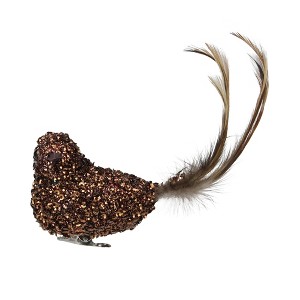 Northlight Sequined Bird with Feather Tail Christmas Clip-on Ornament - 6.5" - Bronze-tone - 1 of 4