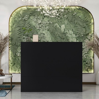 FUFU&GAGA Modern L-Shaped Solid + Manufactured Wood Reception Desk