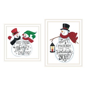 2- Piece Vignette Good Friends Snowman White Framed Wall Art for Living Room, Bedroom Wall Art Print for Home Decor by Deb Strain - 1 of 4
