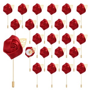 Unique Bargains Realistic Rose Boutonnieres Flower Pins for Wedding Ceremony 24 Pcs - 1 of 4
