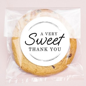 Big Dot of Happiness Simple Script Thank You Stickers and Clear Cookie Bags, Cellophane Treat Bags 4.25x7 IN for Candy or Baked Goods - 25 Count - 1 of 4