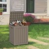Naysaye Deck Boxes, 28 Gal Outdoor Storage Deck Box, Small Patio Storage Bin for Garden Tools, Brown, 18.11"*16.93"*23.03" - 4 of 4
