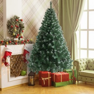 Angel Sar 6ft PVC Christmas Tree with 812 Branches, Iron Leg Base, Flocked Artificial Holiday Tree for Home, Party Decor, Green White - 1 of 4