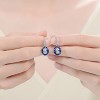 Guili Sterling Silver White Gold Plated Sapphire Blue Cubic Zirconia Leverback Earrings, a Stunning Fusion of Sparkling Elegance and Luxury - 2 of 4