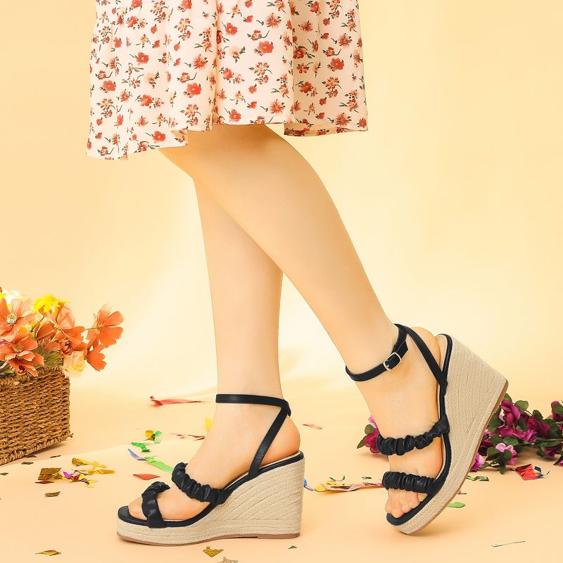 Perphy Espadrille Platform Ankle Strap Wedge Heel Sandals for Women, 3 of 8