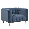 Modern Comfy Fabric Upholstered Sofa Chair,Wooden Legs Button Tufted Backrest Sofa,Padded Lounge Arm Chair for Living Room,Bedroom-Coolbibila - 2 of 4
