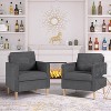 Decor Linen Comfy Round Arms Chair for Living Room, Reading Leisure Chair with High Back for Living Room Bedroom Waiting Room, Grey - 3 of 4