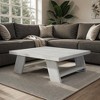 Royal Hampton 40" Square Coffee Table | Mango Wood | Bold Angled Legs | Biscotti White - 3 of 4