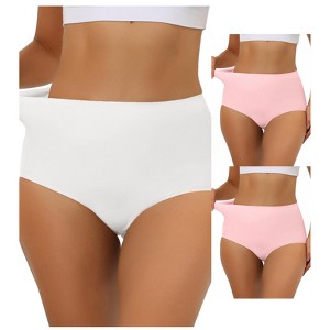 Allegra K Women's Elastic High-Waisted Unlined Breathable No-Show Hipster Underwear 3 Packs - 1 of 4