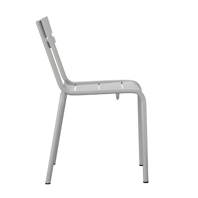 Sleek Silver Steel Stackable Modern Indoor-Outdoor Chair