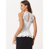 Allegra K Women's Floral Elegant Sweetheart Neck Sleeveless Blouses - 3 of 4