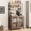 Nasitip Brown 64.5" Baker's Rack with Cabinet, Freestanding Microwave Stand with Shelves, Tall Kitchen juice Bar Storage with Adjustable Feet - 4 of 4