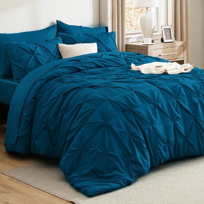 Bedsure | 5/7 Pcs Bed in a Bag Solid Diamond Pintuck Bedding Set for All Season