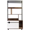 Litter Box Enclosure With Scratching Posts, Storage Shelf, Hidden Litter Box With Observation Window, Cat Washroom Furniture, White+Vintage - 4 of 4
