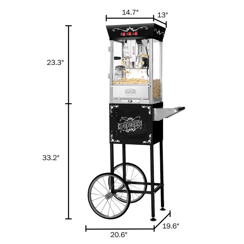 Great Northern Popcorn 8 oz. Matinee Antique Style Popcorn Machine - Electric Popcorn Maker Cart - Black, 4 of 6