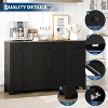 Coffee Bar Cabinet with Storage, 55" Sideboard Buffet Cabinet with Adjustable Shelves, 4 Minimalis Doors & 3 Drawers for Living Room Dining Room - 2 of 4
