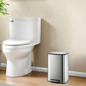 Trash Can with Lid, Step-on Garbage Can, Stainless Steel Waste Bin with Removable Inner Bucket for Kitchen Bathroom, Office, Living Room - 1 of 4