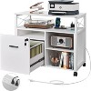 GALAXHERO Lateral File Cabinet, Locking Wood Filing Cabinet Rolling Printer Stand with Open Storage Shelf White - 2 of 4