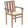 vidaXL 2X Solid Teak Wood Patio Chairs with Cream Cushions Garden Seating Wooden Outdoor Chairs - 2 of 4
