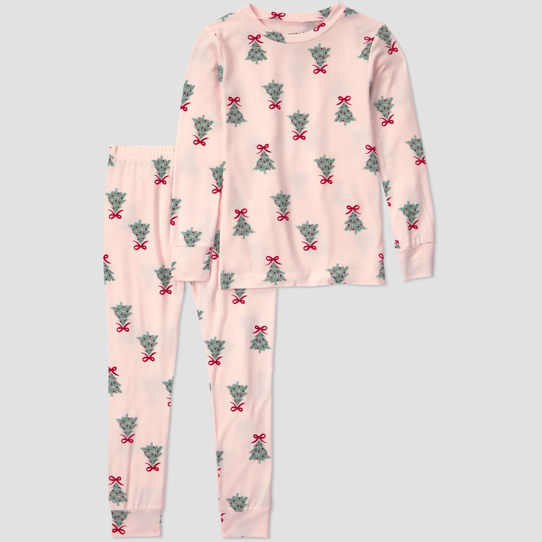 Carter's Just One You® Baby & Toddler Holiday 2pc Long Sleeve Comfy Soft Snug Fit Christmas Tree Pajama Set - Pink