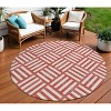 Red And Ivory Geometric Washable Indoor Outdoor Area Rug - 2 of 4