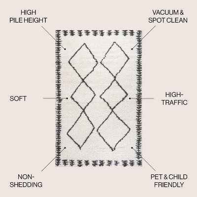 Calvia Reversible Black Diamond Shag Round Rug - 5ft