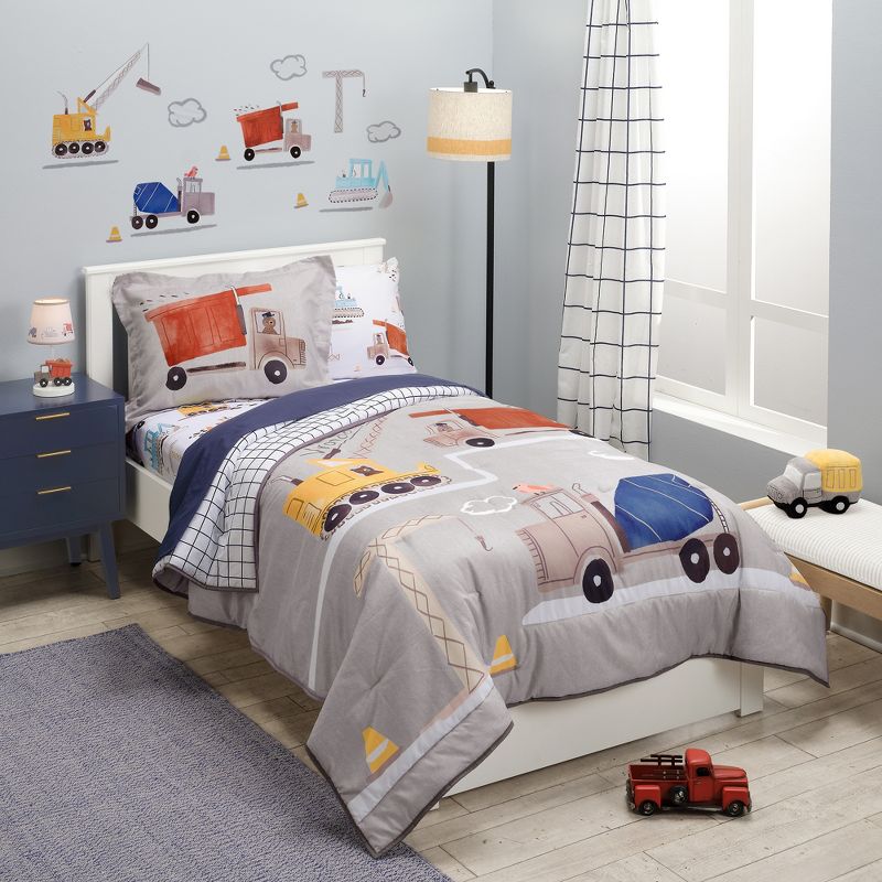 Bedtime Originals Construction Zone Twin Quilt & Pillow Sham Set, 1 of 9