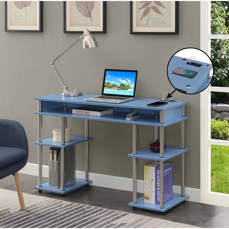 Designs2Go No Tools Student Desk with Charging Station and Shelves - Breighton Home, 3 of 9