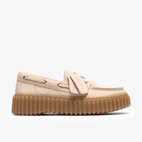 Обувь Clarks Womens Torhill Boat Cream Nubuck Shoes 10 Medium