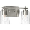 Progress Lighting Adley 2-Light Bath Wall Light, Brushed Nickel, Clear Glass Shades - 2 of 4
