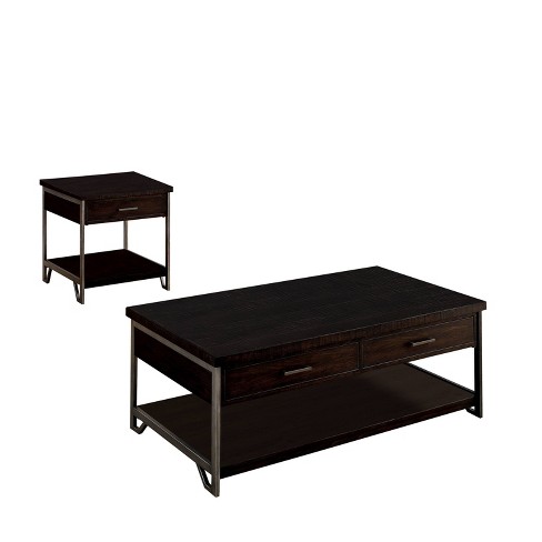 2pc Del Coffee Table Set Dark Oak Mibasics Target