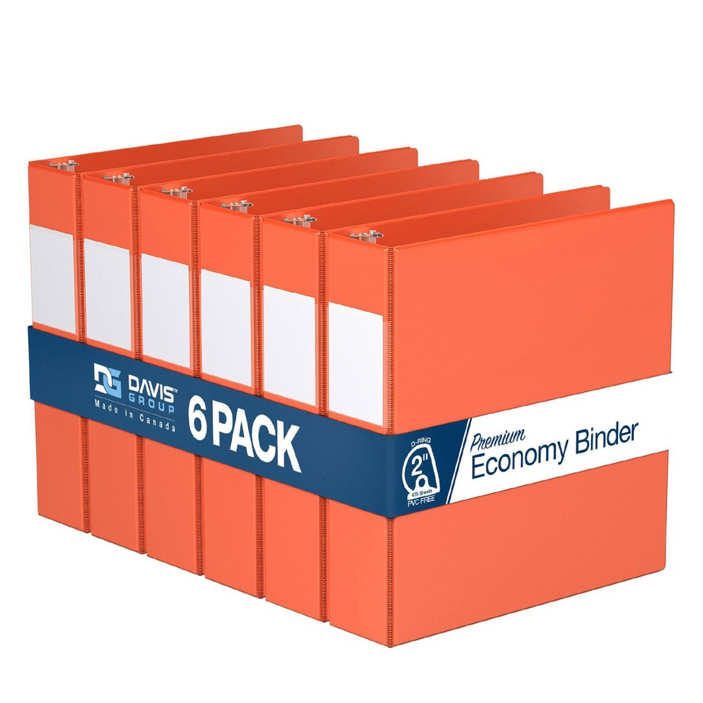 Photos - File Folder / Lever Arch File Premium Economy 2" Angle D Ring Binder 6pk Orange