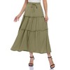 Womens High Waisted Long Skirts A Line Boho Ruffle Flowy Tiered Pleated Maxi Skirt with Pockets - 2 of 4