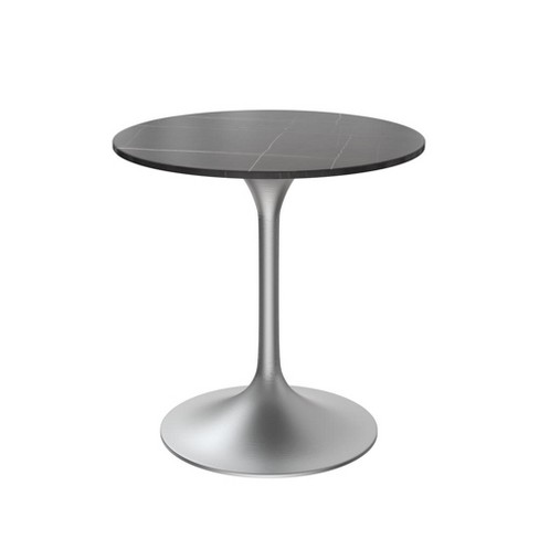 LeisureMod Verve 27" Round Dining Table, Modern Sintered Stone Top Dining Table with Stainless Steel Pedestal Table Base - image 1 of 4