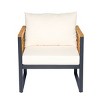 Outdoor Acacia Wood Arm Chairs,Accent Chair with Cushions and Iron Frame Patio Chair,Water-Resistant Lounge Chair for Garden-Coolbibila - 2 of 4
