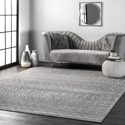 Handmade Dark Grey Geometric 6' Square Synthetic Area Rug
