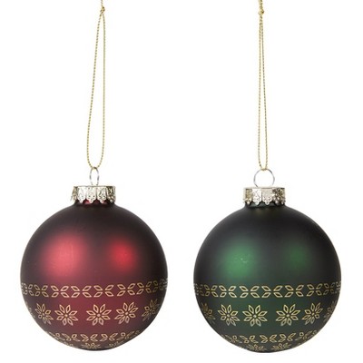 The Lakeside Collection Set of 2 Gold Patterned Ball Ornaments 2 Pieces