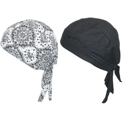 CTM Cotton Premium Solid and Paisley Do Rag (Pack of 2)