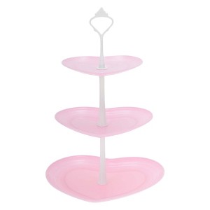 Unique Bargains 3-Layer Heart-shaped Dessert Cupcake Stand with Layered Serving Tray for Pastries Donuts and Fruits - 1 of 4
