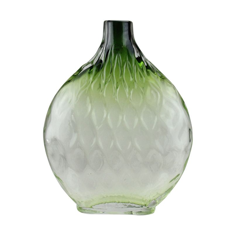 Northlight 11.5" Disc Shaped Transparent Ombre Hand Blown Glass Vase - Green, 1 of 3